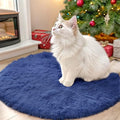 Navy Blue Round Rugs for Bedroom (2 Ft Round / Navy Blue)