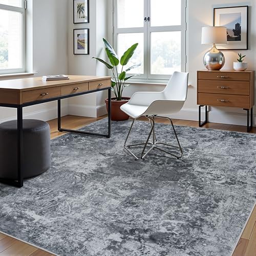 8x10 Area Rugs for Living Room Washable Bedroom Dining Room Black (Black / 8' x 10' (Rectangular))