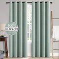 100% Blackout Linen Curtains for Bedroom 52x108 Inches Seafoam Green (Seafoam Green / 52"W x 108"L (Pack of 2))