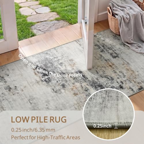 Washable 2x6 Non (Grey / Brown / 2' x 6' (Rectangular))