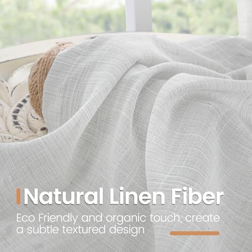 Light Grey Linen Sheer Curtains for Living Room 52 X 84 Inch Length (Light Grey / 52"W x 84"L (Pack of 2))