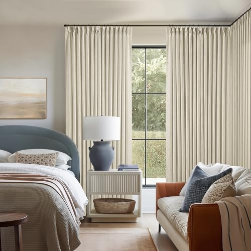 Extra Wide Pinch Pleat 100 x 84 Inch Linen Semi Sheer Curtains 1 Panel (Linen / 100"W x 84"L (Pack of 1))