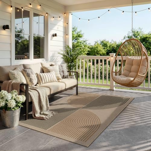 Modern Rainbow Easy Jute 3x5 Patio Rug (3' x 5' (Rectangular) / Nature/Bi-color Rainbow)