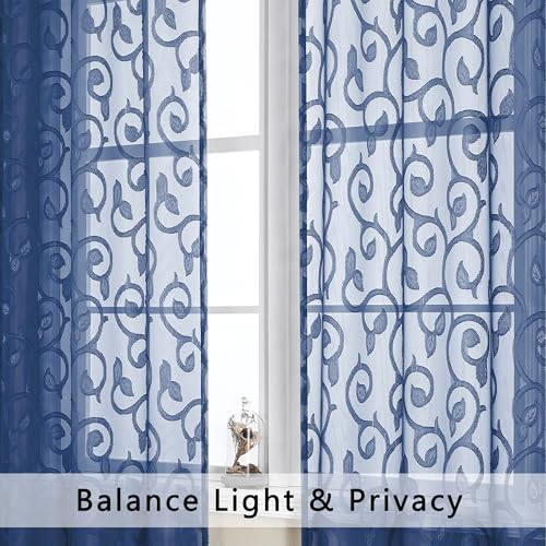 Furman Sheer Curtains 72 inches Long 2 Panels Set (Dusty Blue / 40"W x 72"L (Pack of 2))