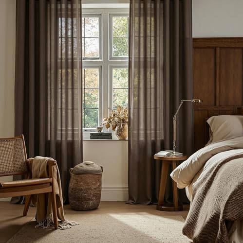 French Door Curtains for Closet Doorways (50"W x 72"L (Pack of 2) / Dark Brown)