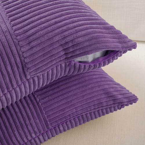 2 Packs Purple Decorative Throw Pillow Covers 22x22 Inch for Living Room Couch Bed (Purple / 22" x 22" (Pack of 2))