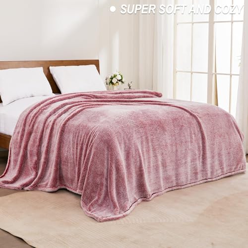 Fuzzy Large Fleece Throw Blanket for Couch (Mixed Deep Red / 50x70 IN)