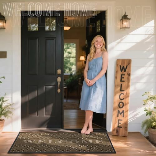 Welcome Mat Outdoor Indoor (60x36 Inch / Coffee)