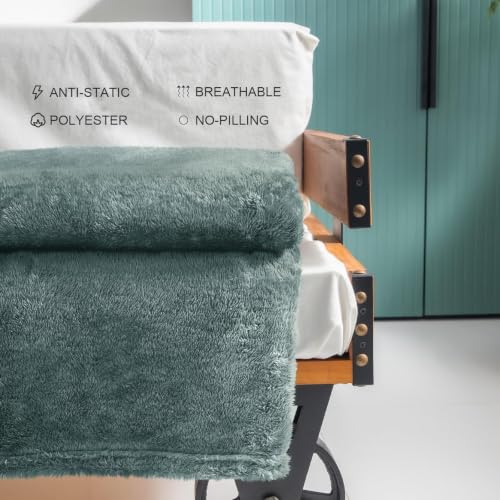Fuzzy Large Fleece Throw Blanket for Couch (Celadon / 50x70 IN)