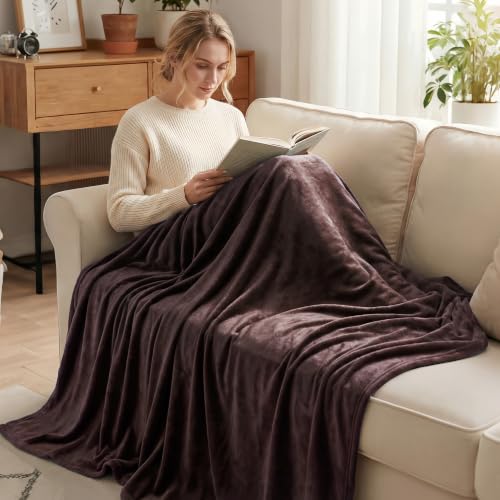 Soft Fleece Throw Blanket for Couch (Coffee / Throw (50" x 60"))