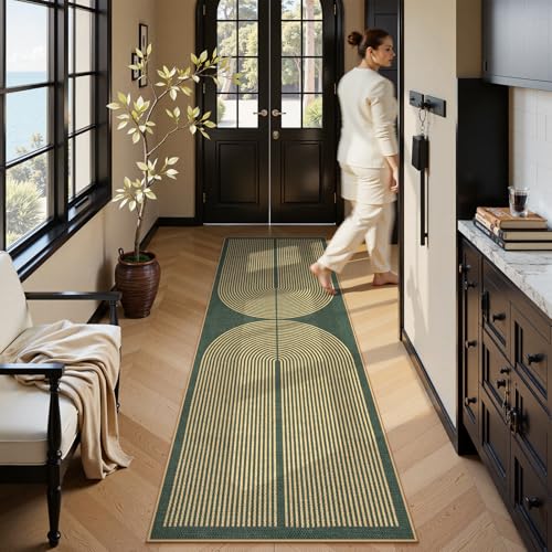 Rainbow Easy Jute Green Kitchen Runner (2'6" x 8' (Runner) / Green Rainbow)