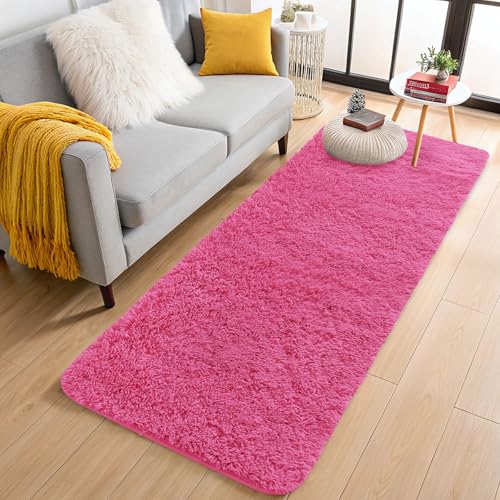 2x6 Machine Washable Runner Rugs for Hallway (2x6 Ft / Hot Pink)