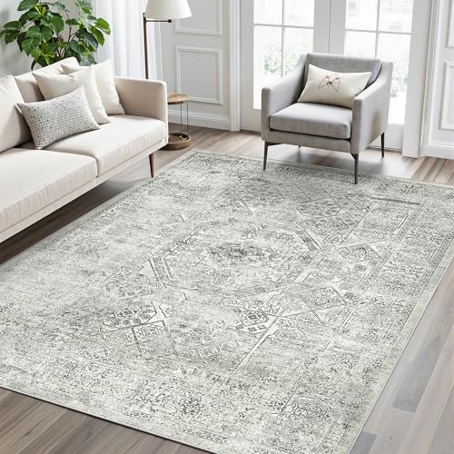 6x9 Area Rug for Living Room Washable Non (Light Gray / 6' x 9' (Rectangular))
