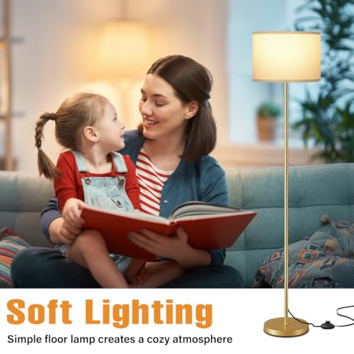 60'' Modern Floor Lamp with Shade (Beige Shade Gold Pole / 60 Inches (Without Bulb))