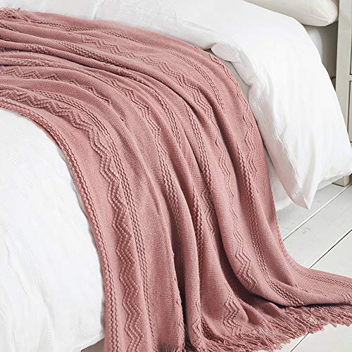 Coral Pink Throw Blanket 50x60 Inch Knitted Soft Throw Sofa Blanket (Coral Pink / 50"x60")