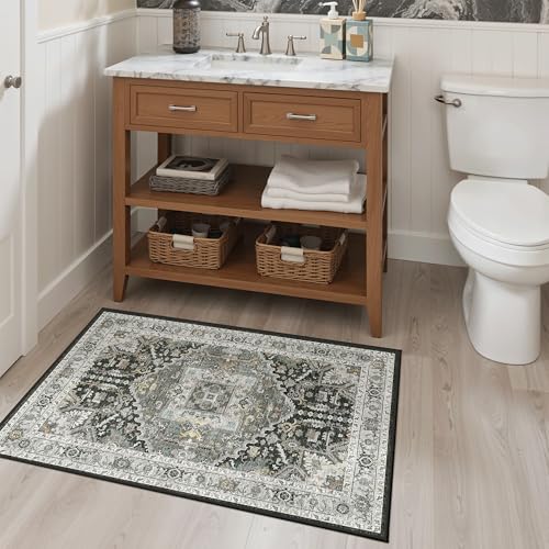 Washable Area Rug 2x3 Small Entryway Rugs (Grey Green/Black Olive / 2' x 3' (Rectangular))