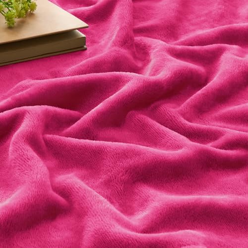 Fleece Blanket Soft Plush Throw for Couch Hot Pink 50"x60" (Hot Pink / Throw(50"x60"))