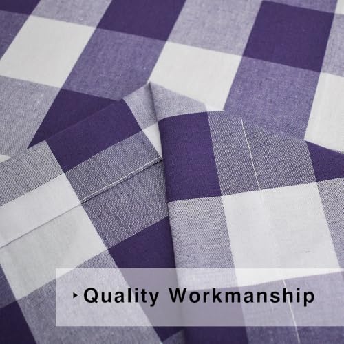 2 Pieces Valences Buffalo Check Kitchen Tier Curtains Classic Plaid Gingham Farmhouse Window Curtain Valance Living Room Bedroom Rod Pocket Purple & White 56"x 16" (56"W x 16"L (Pack of 2) / Dark Purple+white)