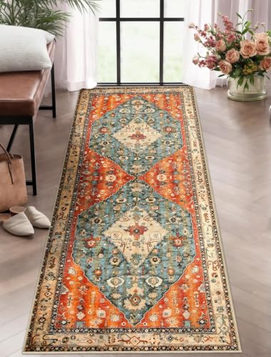 2x5 Washable Non Slip Boho Runner Rug for Hallway (Tribal Medallion/Multi / 2' x 5' (Runner))
