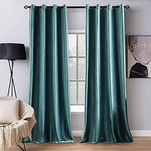 Velvet Curtains Teal 52 x 84 Inch Length Set of 2 (Teal / 52"W x 84"L (Pack of 2))
