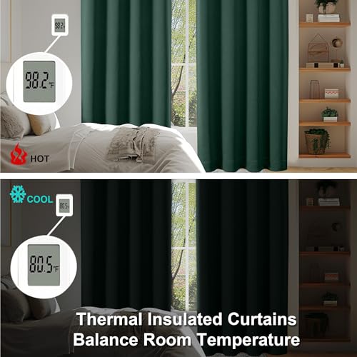 Ava Ever Green Blackout Curtains for Bedroom 84 Inch Length 2 Panels Set (Ever Green / 40"W x 84"L (Pack of 2))