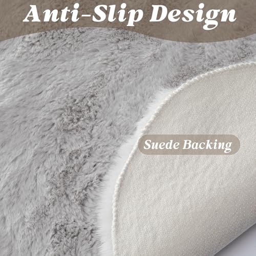 Fluffy Faux Rabbit Fur Rug Runner 2'x6' (Grey / 2' x 6')