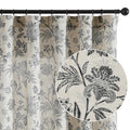 Black Floral Linen Curtains 63 Inch Vintage Back Tab 2 Panels (*Jacobean Black / 50"W x 63"L (Pack of 2))