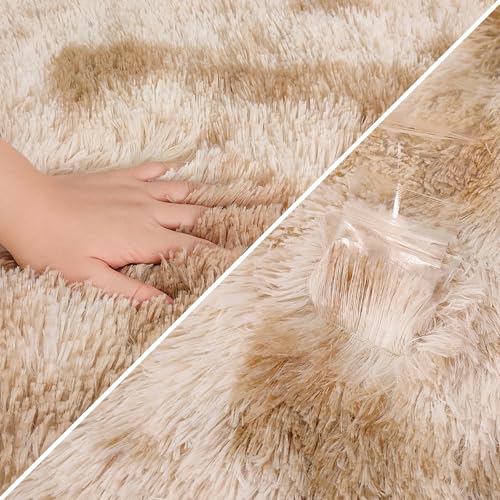 Super Soft Fluffy Living Room Area Rugs 2x8 ft Tie (Tie-dyed Beige / 2' x 8' (Runner))