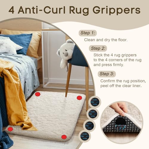 Small Ivory Entryway Throw Rugs for Bedroom (2- Ivory / 2' x 3' (Rectangular))