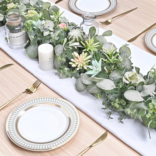 2 Packs 6FT Artificial Eucalyptus Garland Faux Greenery Garland (Grey Green / 2 Packs)