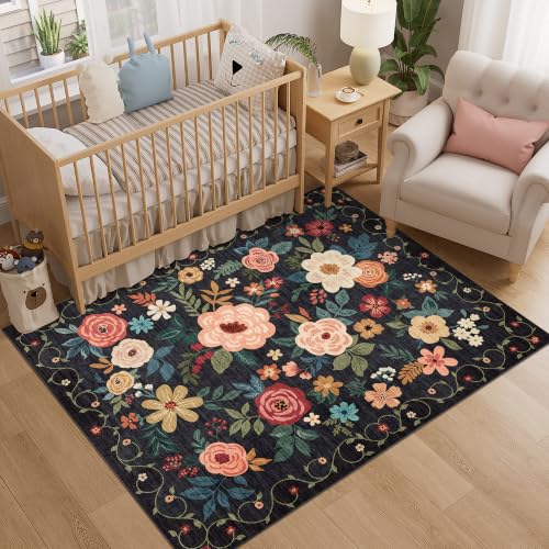 4x5 Area Rug for Entryway (Black / 4' x 5' (Rectangular))