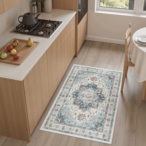 Washable Area Rug 2x3 Small Entryway Rugs Non (Blue / 2' x 3' (Rectangular))