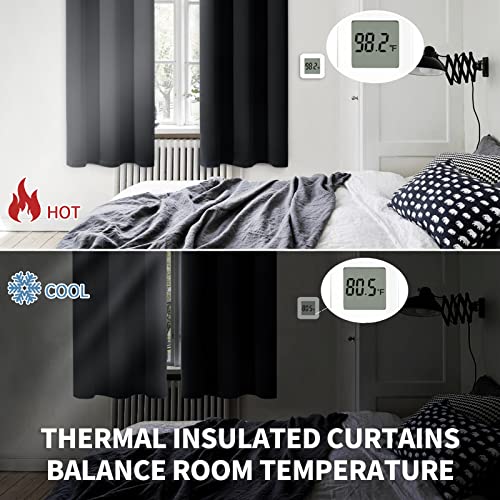 Black Blackout Curtains for Living Room 84 Inch Long (Black / 42"W x 84"L (Pack of 2))
