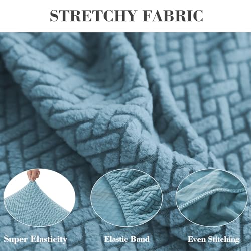 Couch Covers for 3 Cushion Sofa Pet Friendly Couch Cushion Covers Universal Sofa Covers Washable Stretch Slipcovers for Sectional Sofa (Texture Sea Blue / Large Triple Seat Cover)