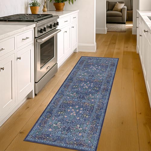 Non Slip 2x6 Dark Blue Kitchen Runner Rug (Dark Blue / 2' x 6' (Runner))