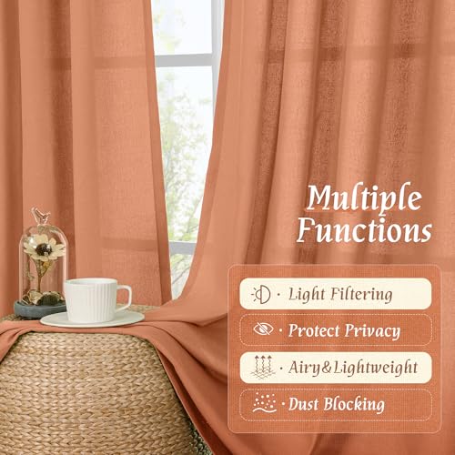 Terracotta Linen Curtains 72 inches Long for Living Room 2 Panels (Terracotta-1 / 52"W x 72"L (Pack of 2))