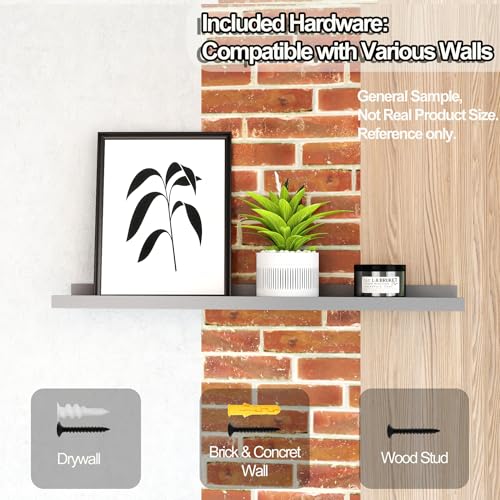Small Grey Floating Shelves for Wall (Grey / 3.9in)