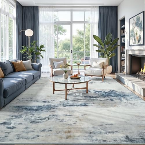 Washable 8x10 Area Rug with Non (Blue / White / 8' x 10' (Rectangular))