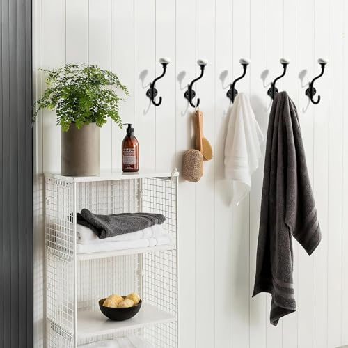 5 Pack Zinc Alloy Black Coat Hooks Modern (Black)