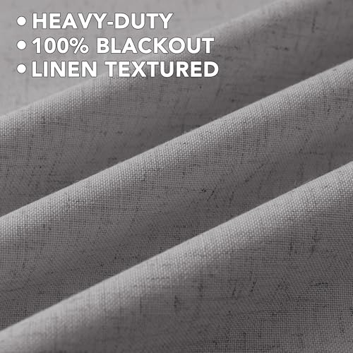 100% Blackout Linen Curtains 45" L 2 Panels Heathered Dove (Heathered Dove / 52"W x 45"L (Pack of 2))