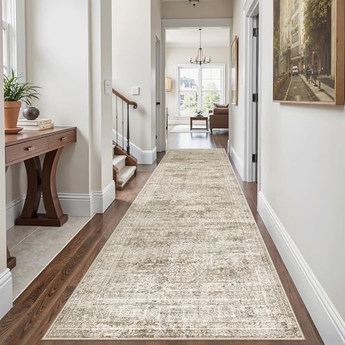 Washable Kitchen Runner Rug 3x8 Hallway Entry Rugs Non (Brown / 3' x 8' (Runner))