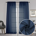 Extra Long Sheer Window Curtain Panels 120 Inch 2 PCS (Navy Blue / 42"W x 120"L (Pack of 2))