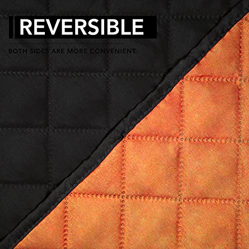 Reversible Couch Cover (Orange/Black / Large Recliner)