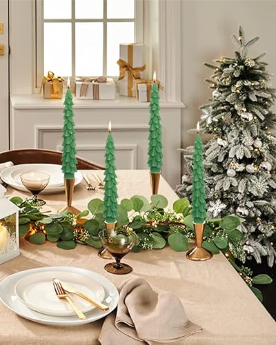 Christmas Tree Taper Candles Hunter Green Spruce Candles (christmas tree-10.5"Hunter Green)