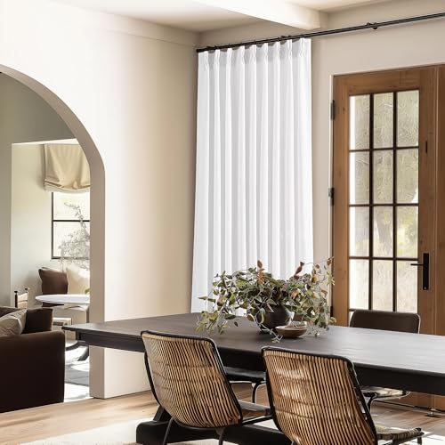 60 Inch Width Curtains 92 Inch White Linen Curtains Pinch Pleated (Snow White / 60"W x 92"L (Pack of 1))