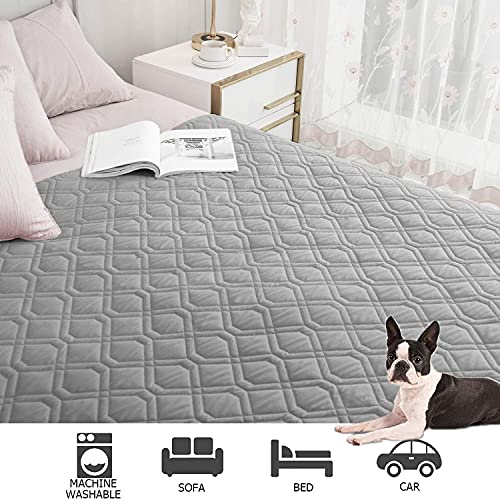 Waterproof Dog Bed Cover Pet Blanket for Furniture Bed Couch Sofa Reversible (52x82 Inch (Pack of 1) / Grey+dark Grey)