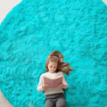 Teal Blue Round Rugs for Bedroom (9 Ft Round / Teal Blue)