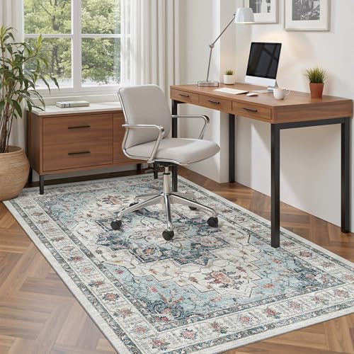 Area Rug 3x5 Washable Vintage Entry Rugs for Bedroom (Blue / 3' x 5' (Rectangular))