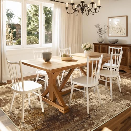 Washable 3'x5' Abstract Area Rug for Living Room Brown Tan (Brown/Tan / 3' x 5' (Rectangular))