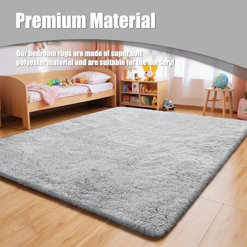 9x12 Fluffy Area Rugs for Living Room Bedroom (Grey / 9' x 12' (Rectangular))